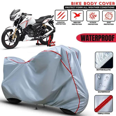 Shiv Kanha Waterproof Two Wheeler Cover for TVS(Apache RTR 160, Silver)