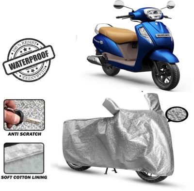 ROYAL AUTO MART Waterproof Two Wheeler Cover for Suzuki(Access 125, Silver)