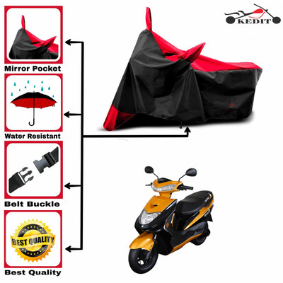 KEDIT Two Wheeler Cover for Ampere(REO, Red, Black)