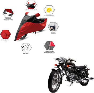 FurniGully Two Wheeler Cover for Royal Enfield(Electra Delux, Black, Red)