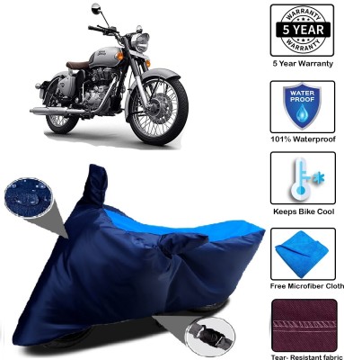 MISSION COLLECTION Waterproof Two Wheeler Cover for Royal Enfield(Classic 350, Blue)