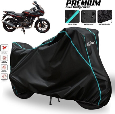AutoGalaxy Waterproof Two Wheeler Cover for Bajaj(Pulsar 220 BS6, Black, Blue, Multicolor)
