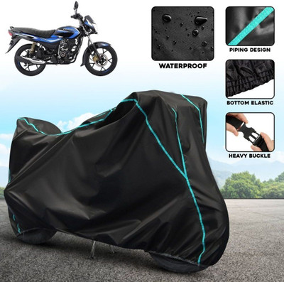 xodi Waterproof Two Wheeler Cover for Bajaj(Platina 110 H-Gear, Black, Blue)