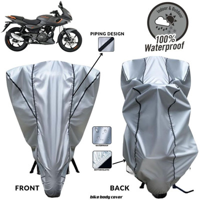 MADAFIYA Two Wheeler Cover for Bajaj(Pulsar 180F BS6, Silver, Black)