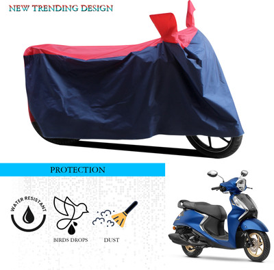 ANTHUB Waterproof Two Wheeler Cover for Yamaha(Fascino 125 FI, Black, Red)