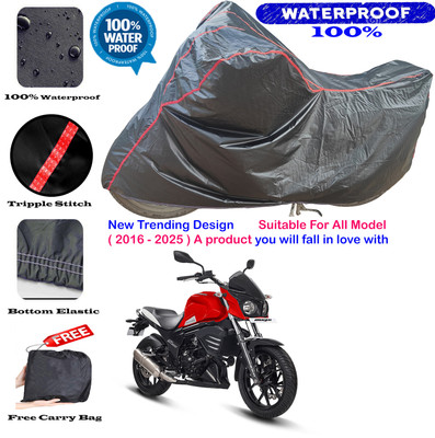 OliverX Waterproof Two Wheeler Cover for Mahindra(MOJO XT 300, Black, Red)