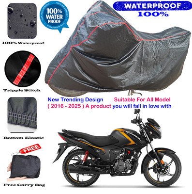 AutoGalaxy Waterproof Two Wheeler Cover for Hero(Glamour i3s BS6, Black, Red)