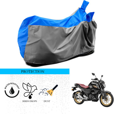 ANTHUB Waterproof Two Wheeler Cover for Yamaha(FZ S V3, Grey, Blue)