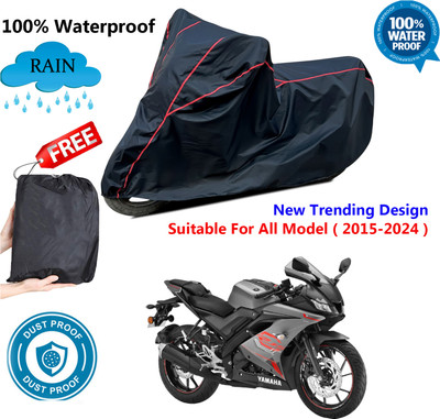 AUTOCAD Waterproof Two Wheeler Cover for Yamaha(YZF-R15 V3 BS6, Black, Red)
