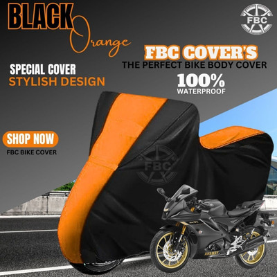 AutoGalaxy Waterproof Two Wheeler Cover for Yamaha(R15S, Black, Orange)