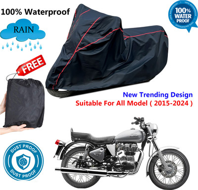 AUTOCAD Waterproof Two Wheeler Cover for Royal Enfield(Electra 4S, Black, Red)
