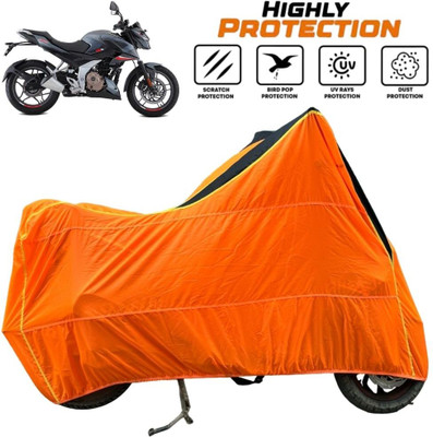ZAQE Waterproof Two Wheeler Cover for Bajaj(Pulsar N160, Black, Orange)