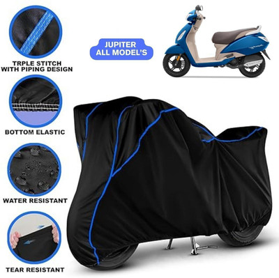 Shiv Kanha Waterproof Two Wheeler Cover for TVS(Jupiter, Black, Blue)
