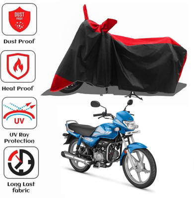 AIKOZIYA Waterproof Two Wheeler Cover for Hero(HF Deluxe, Black, Red)