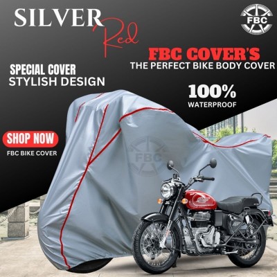 AUTOCAD Waterproof Two Wheeler Cover for Royal Enfield(Bullet, Silver, Red)