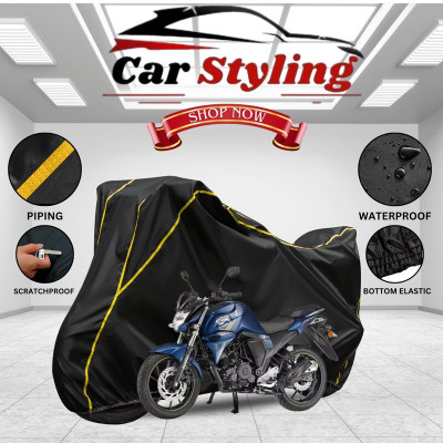 Car Styling Waterproof Two Wheeler Cover for Yamaha(FZ S FI (V 2.0) BS6, Black, Yellow)