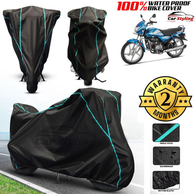 Car Styling Waterproof Two Wheeler Cover for Hero(HF Deluxe, Black, Blue)