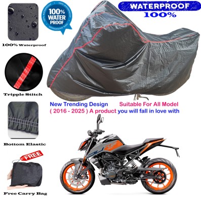 AutoGalaxy Waterproof Two Wheeler Cover for KTM(200 Duke BS6, Black, Red)