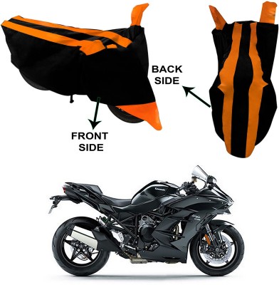 AutoTiger Two Wheeler Cover for Kawasaki(Ninja H2 SX, Black, Orange)