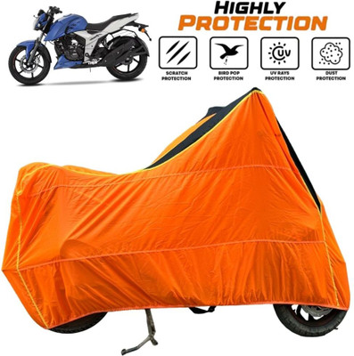 ZAQE Waterproof Two Wheeler Cover for TVS(Apache RTR 160, Black, Orange)