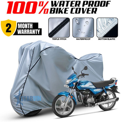 Starvin Waterproof Two Wheeler Cover for Hero(HF Deluxe BS6, Black, Blue)