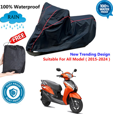 AUTOCAD Waterproof Two Wheeler Cover for Ampere(Black, Red)