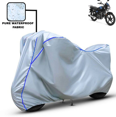 Delphinium Waterproof Two Wheeler Cover for Hero(Splendor Pro Classic, Silver, Blue)