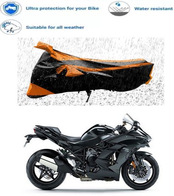 RWT Two Wheeler Cover for Kawasaki(Ninja H2 SX, Black, Orange)