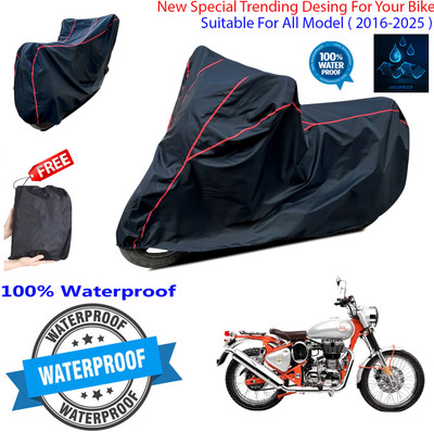 OliverX Waterproof Two Wheeler Cover for Royal Enfield(Bullet Trials 500, Black)
