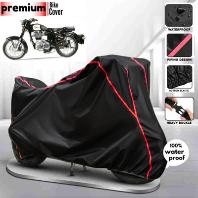 AutoGalaxy Waterproof Two Wheeler Cover for Royal Enfield(350, Black, Red)