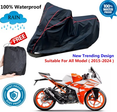 OliverX Waterproof Two Wheeler Cover for KTM(RC 125 BS6, Black, Red)