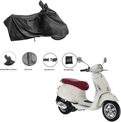 RiderShine Waterproof Two Wheeler Cover for Piaggio(Vespa LX 125, Black)
