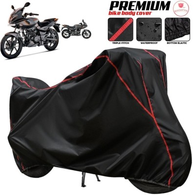 MADAFIYA Two Wheeler Cover for Bajaj(Pulsar 180F, Black, Red, Multicolor)