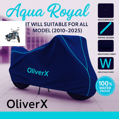 OliverX Waterproof Two Wheeler Cover for Royal Enfield(Classic Squadron, Blue, Red)