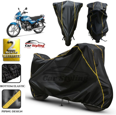 Car Styling Waterproof Two Wheeler Cover for Hero(HF Deluxe, Black, Yellow)