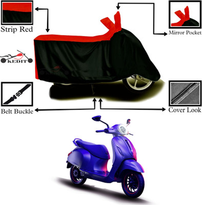 Aveek Two Wheeler Cover for Universal For Bike(Chetak, Red, Black)