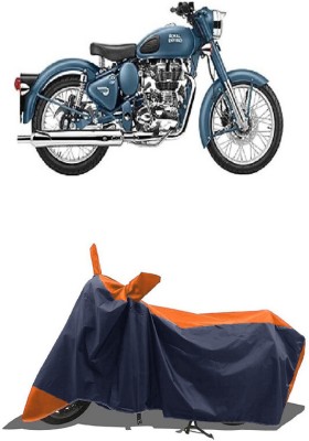 SUGASHRI Waterproof Two Wheeler Cover for Royal Enfield(Classic Squadron BS6, Orange, Blue)