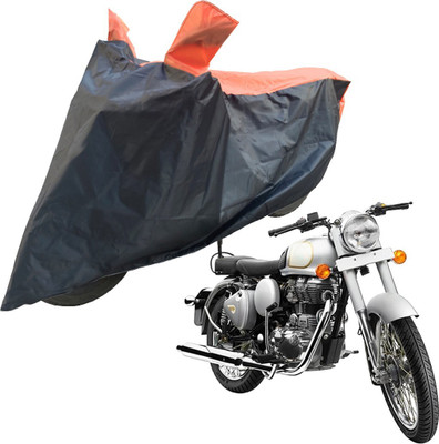 RiderShine Two Wheeler Cover for Royal Enfield(Classic 350, Black, Orange)