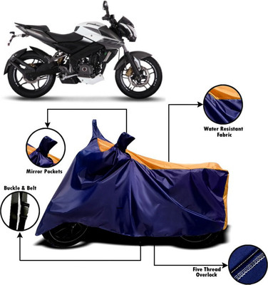 Mdstar Waterproof Two Wheeler Cover for Bajaj(Pulsar 200 NS DTS-i, Orange, Blue)