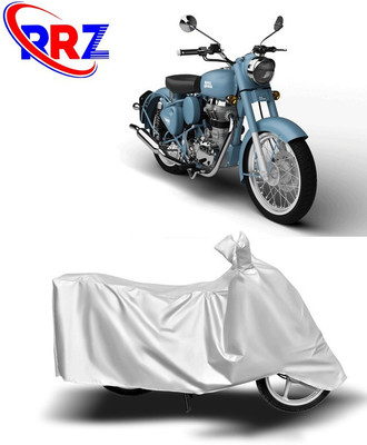 RRZ Waterproof Two Wheeler Cover for Royal Enfield(Squadron Blue, White)