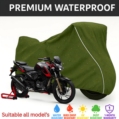 pocket bazar Waterproof Two Wheeler Cover for TVS(Apache RTR 200 4V, Green, White)