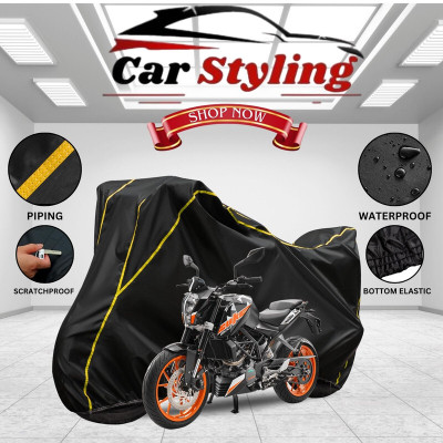 Car Styling Waterproof Two Wheeler Cover for KTM(200 Duke BS6, Black, Yellow)