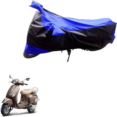 Mdstar Waterproof Two Wheeler Cover for Piaggio(Vespa VXL, Black, Blue)