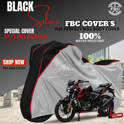FBC Waterproof Two Wheeler Cover for TVS(Apache RTR 200, Black, Silver)