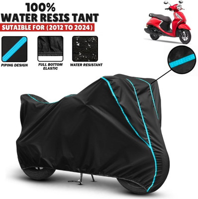Mwiss Waterproof Two Wheeler Cover for Yamaha(Fascino, Black, Blue)