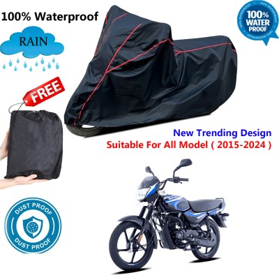 AutoGalaxy Waterproof Two Wheeler Cover for Bajaj(CT100, Black, Red)