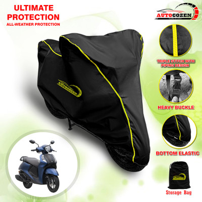 AUTOCOZEN Waterproof Two Wheeler Cover for Yamaha(Fascino 125 FI, Black)