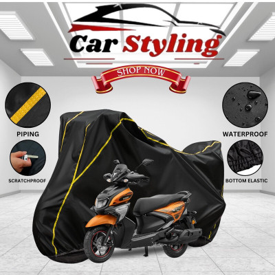 Car Styling Waterproof Two Wheeler Cover for Yamaha(RayZR 125 BS6, Black, Yellow)