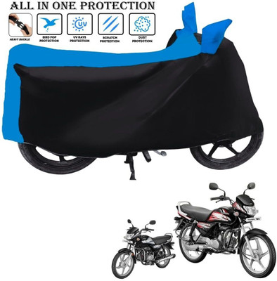 OliverX Waterproof Two Wheeler Cover for Hero(HF Deluxe BS6, Black, Blue)