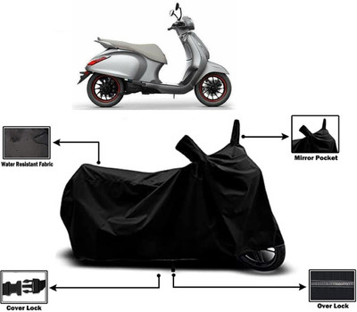 Amexride Two Wheeler Cover for Bajaj(Urbanite Chetak BS6, Black)